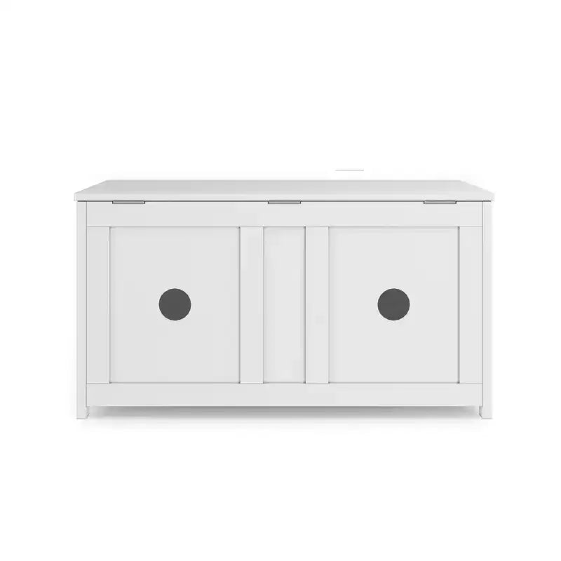 Cesta portaoggetti in legno con coperchio di sicurezza, capacità 170 litri, grigio elegante / brughiera polverosa / bianco opaco, per bambini