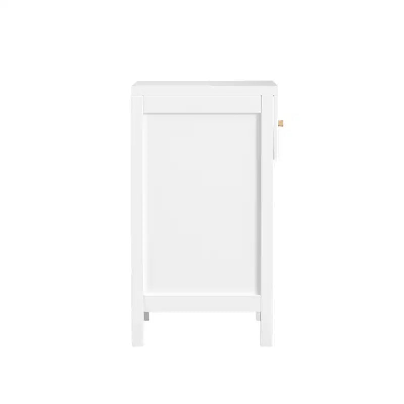 Comodino smerlato bianco con cassetto e ripiano aperto, 1 persona