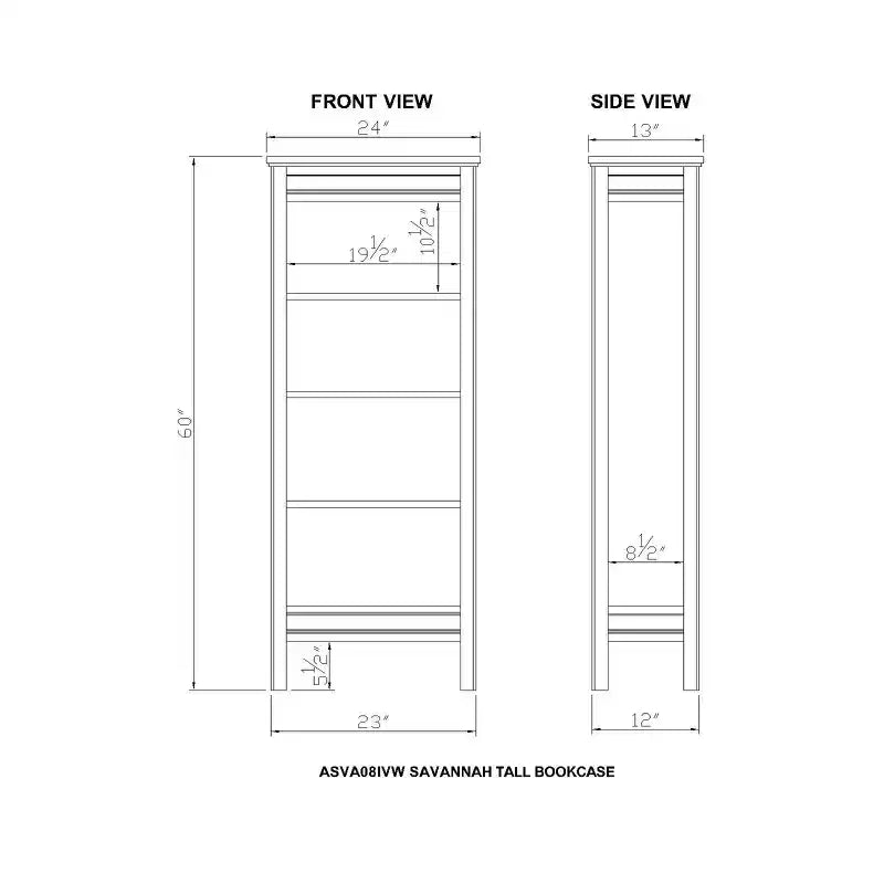 Libreria alta 150 cm, avorio e legno naturale, 3 ripiani
