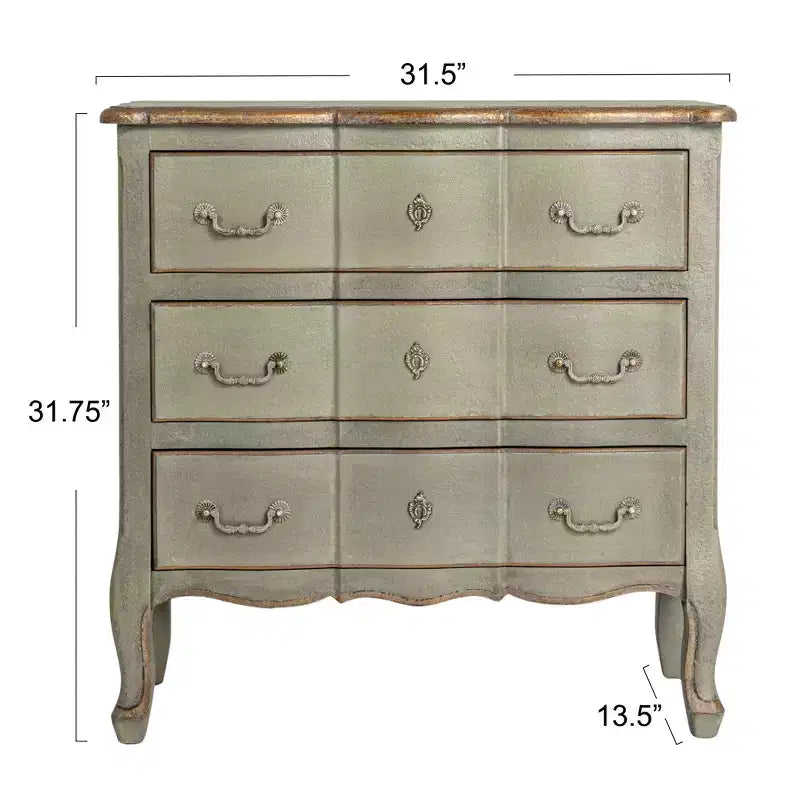 Cassettiera d'accento a 3 cassetti in legno invecchiato grigio/nero