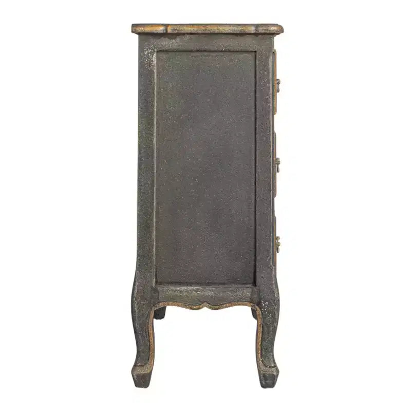 Cassettiera d'accento a 3 cassetti in legno invecchiato grigio/nero