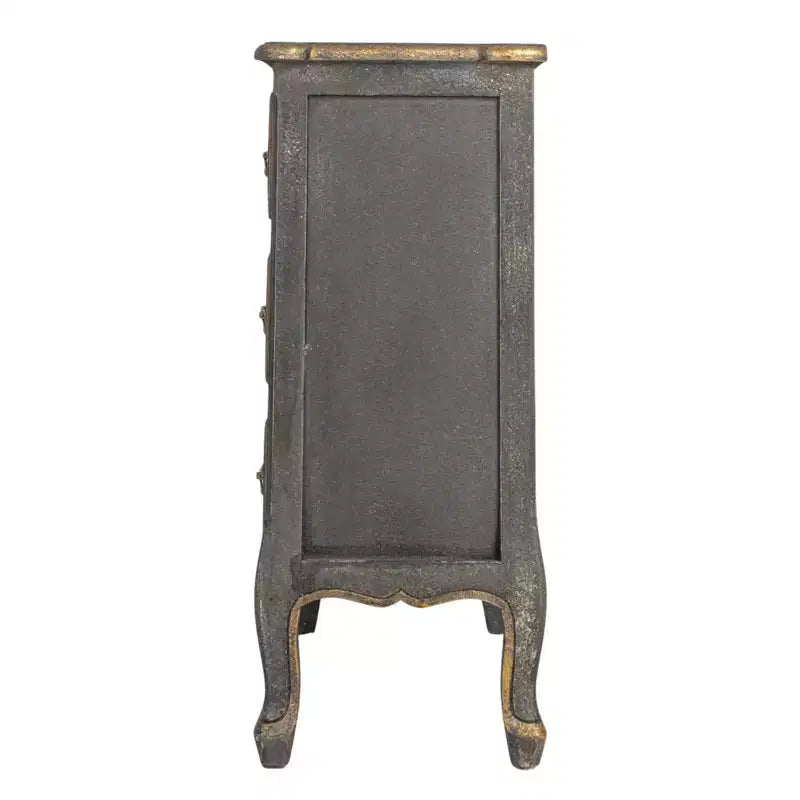 Cassettiera d'accento a 3 cassetti in legno invecchiato grigio/nero