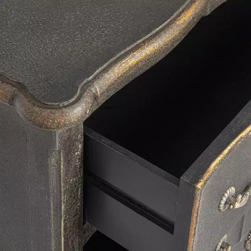 Cassettiera d'accento a 3 cassetti in legno invecchiato grigio/nero