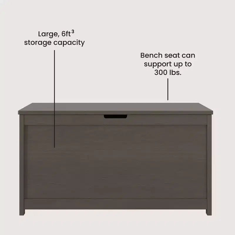 Cesta portaoggetti in legno con coperchio di sicurezza, capacità 170 litri, grigio elegante / brughiera polverosa / bianco opaco, per bambini