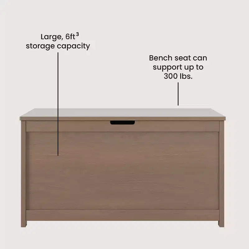 Cesta portaoggetti in legno con coperchio di sicurezza, capacità 170 litri, grigio elegante / brughiera polverosa / bianco opaco, per bambini