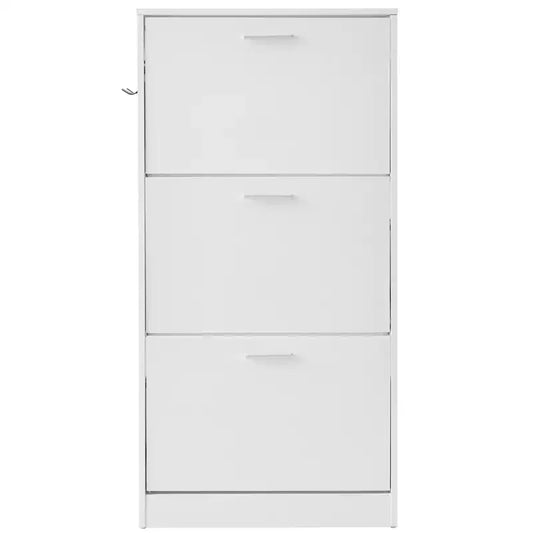 VEVOR Shoe Cabinet with 3 Flip Drawers, Shoe Storage Cabinet for Entryway, Free Standing Shoe Storage Organizer with Side Hooks for Heels, White