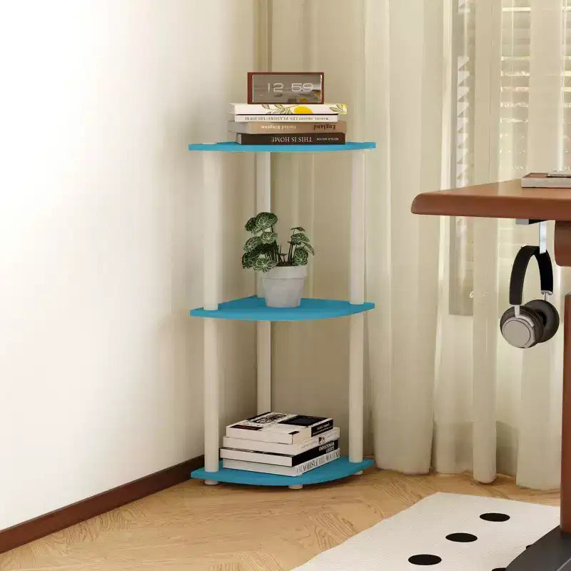 Libreria angolare a 3 ripiani, colori assortiti