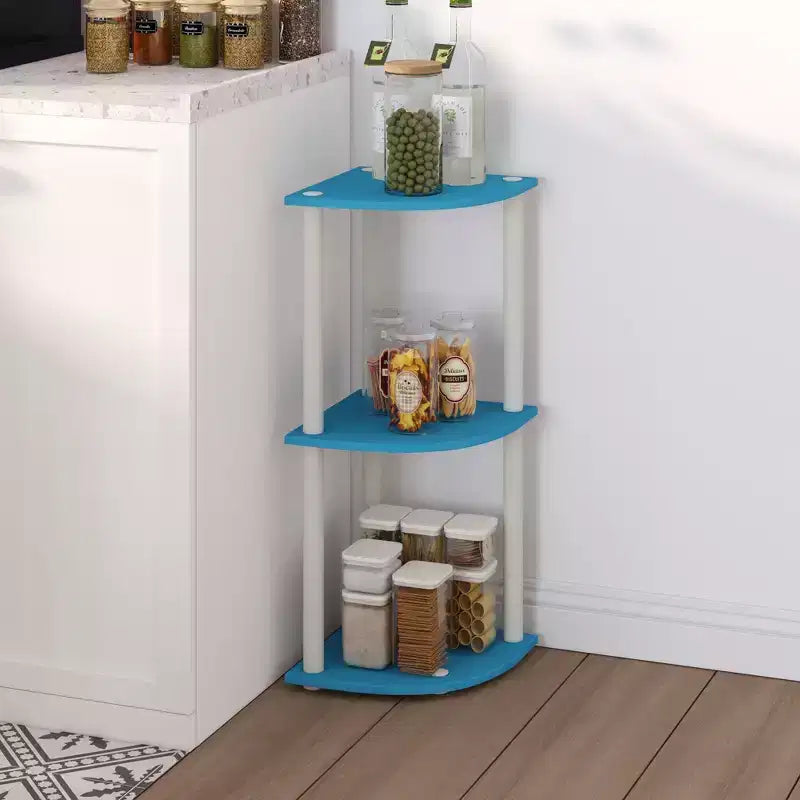 Libreria angolare a 3 ripiani, colori assortiti