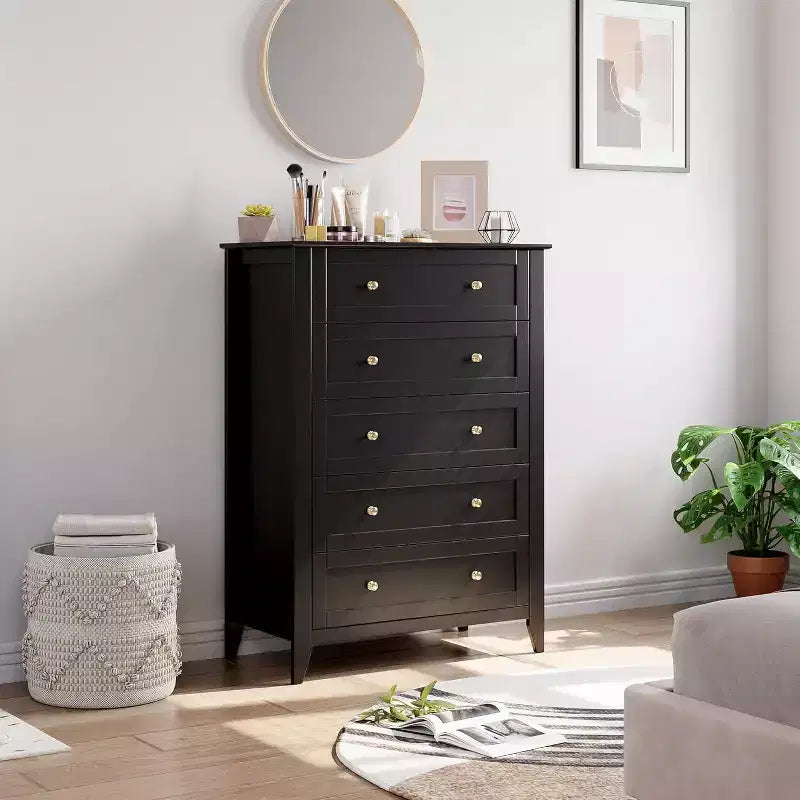 Cassettiera bianca a 5 cassetti, stile rustico, per adulti