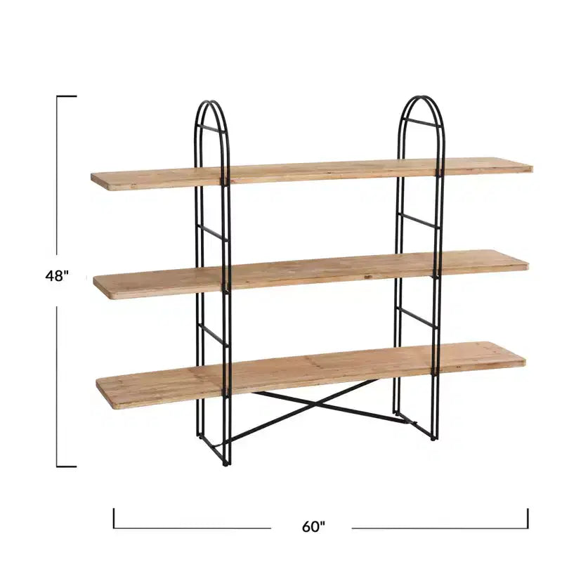Libreria singola a 3 ripiani in legno e ferro Driftwood / Abete nordico