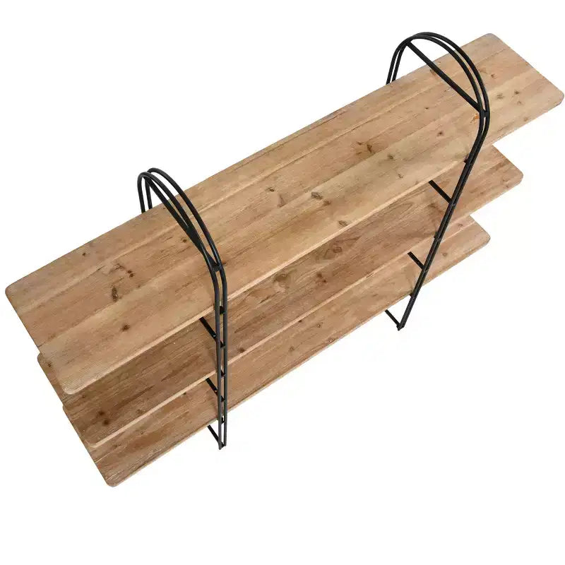 Libreria singola a 3 ripiani in legno e ferro Driftwood / Abete nordico