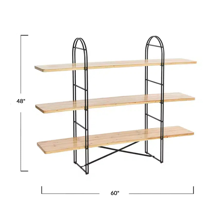 Libreria singola a 3 ripiani in legno e ferro Driftwood / Abete nordico