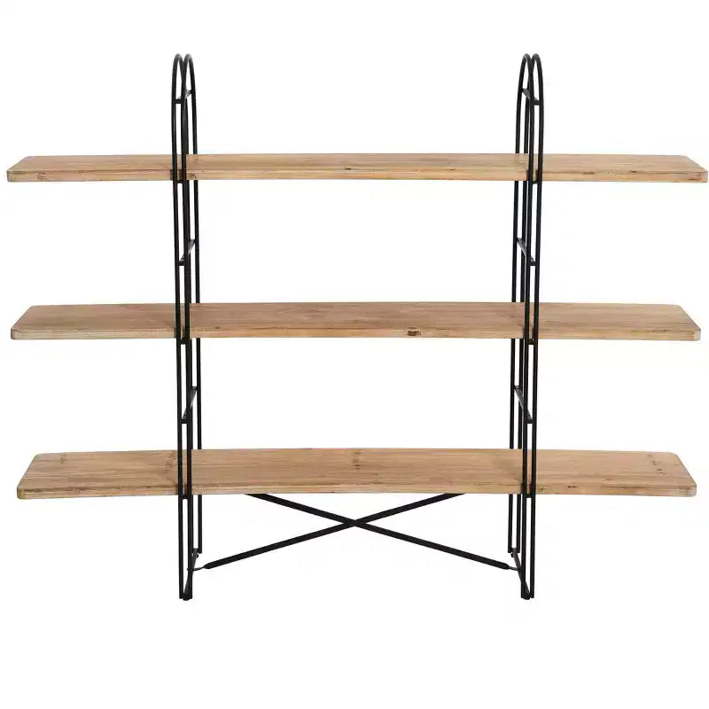 Libreria singola a 3 ripiani in legno e ferro Driftwood / Abete nordico