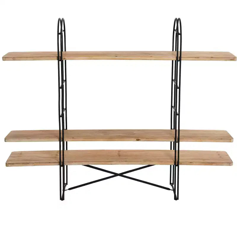 Libreria singola a 3 ripiani in legno e ferro Driftwood / Abete nordico