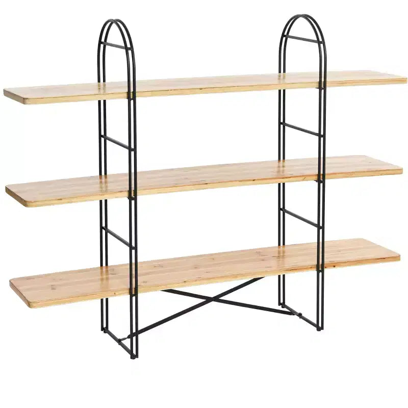 Libreria singola a 3 ripiani in legno e ferro Driftwood / Abete nordico