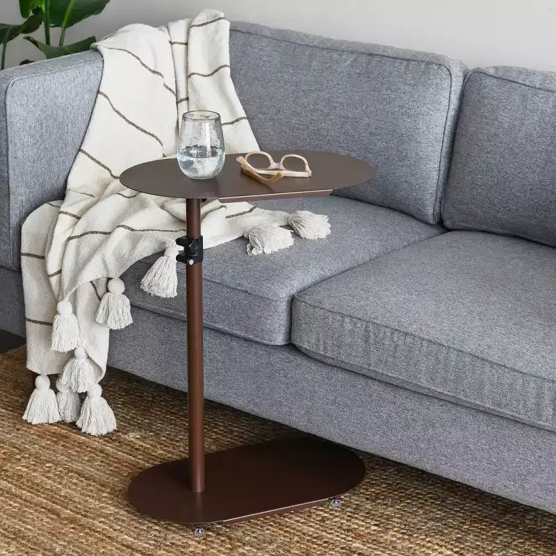 Tavolino laterale a C regolabile, 1 persona, beige/marrone