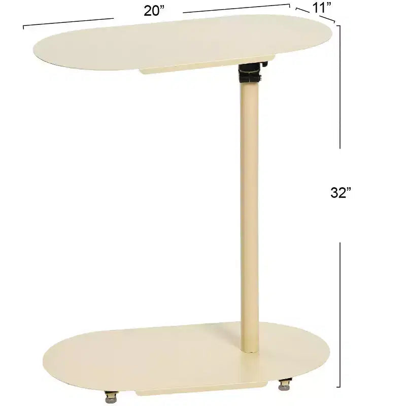 Tavolino laterale a C regolabile, 1 persona, beige/marrone