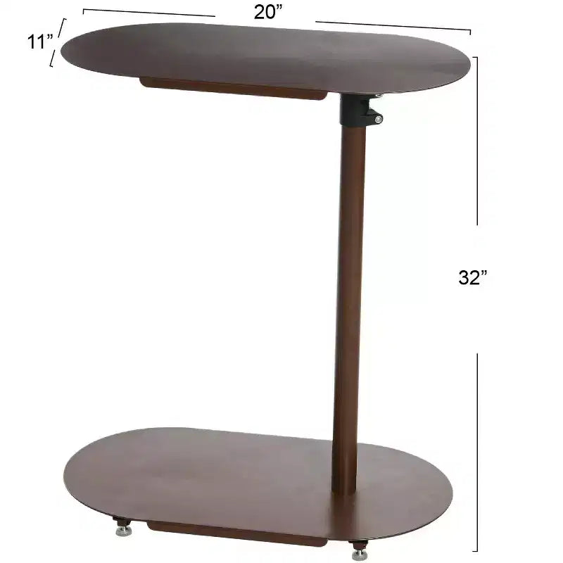 Tavolino laterale a C regolabile, 1 persona, beige/marrone