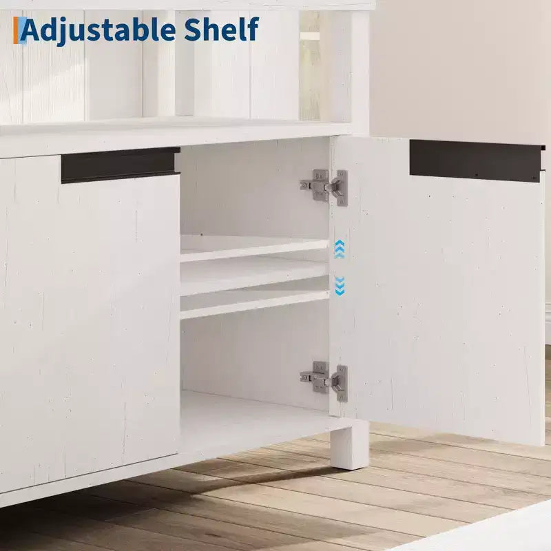 Mobile TV Boho stile rustico, marrone/bianco/bianco e grigio, adatto a TV fino a 70"