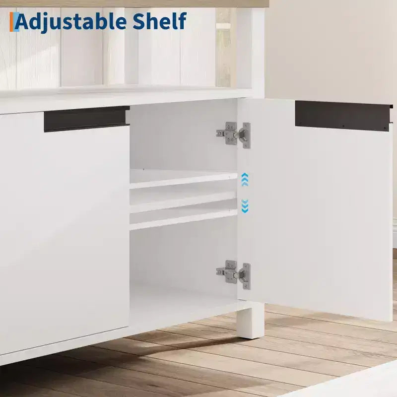 Mobile TV Boho stile rustico, marrone/bianco/bianco e grigio, adatto a TV fino a 70"