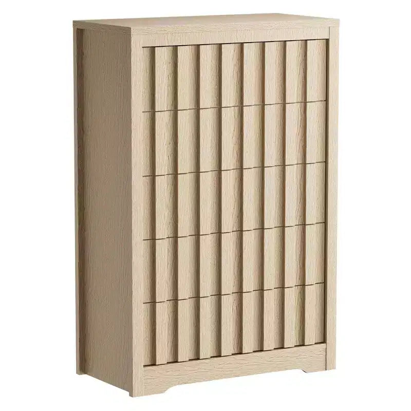 Legno, Cassettiera a 5 cassetti scanalati, Singolo