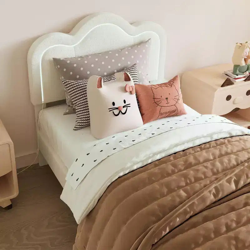 Letto a piattaforma a LED gemello, in similpelle, RGB, 1 persona
