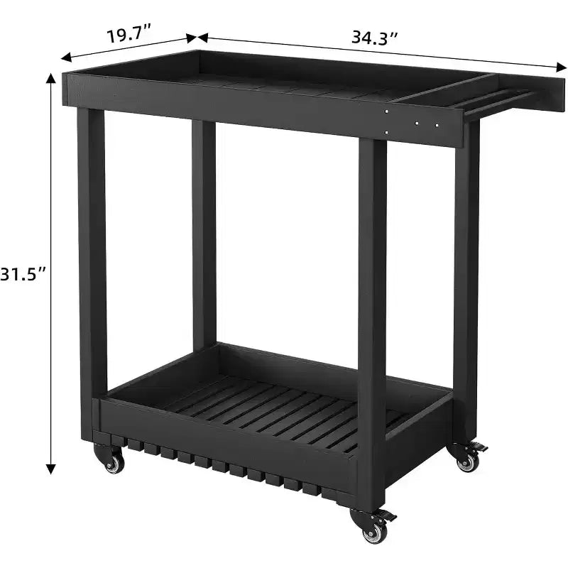 Carrello di servizio su ruote, 2 ripiani, nero/grigio, multiuso