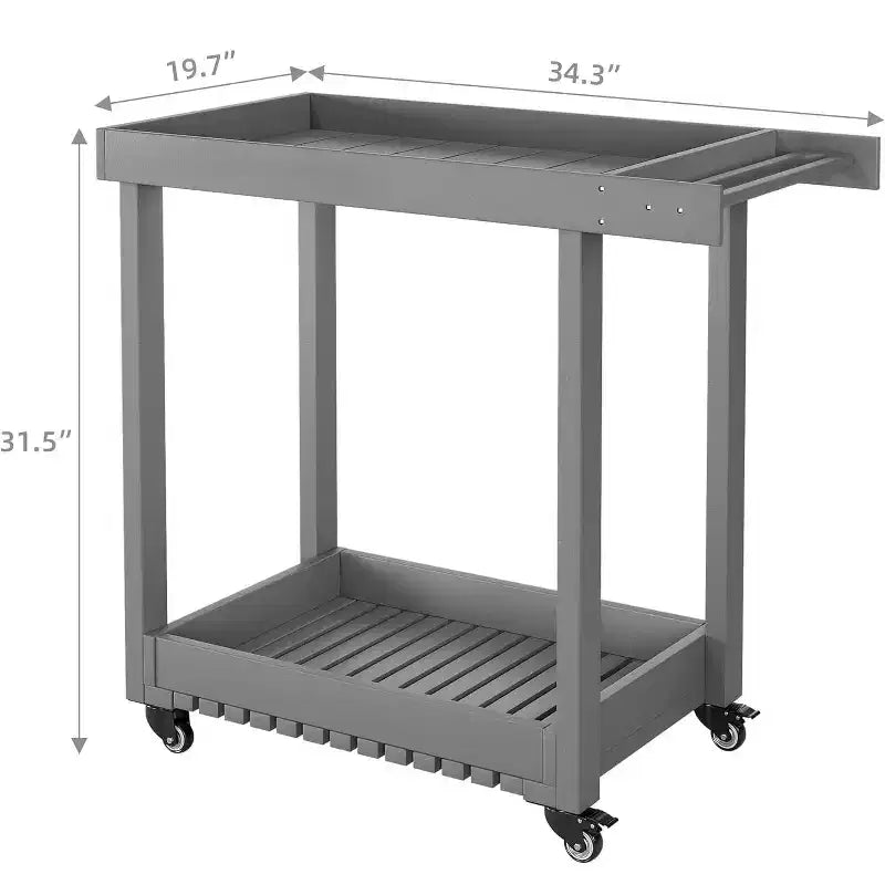 Carrello di servizio su ruote, 2 ripiani, nero/grigio, multiuso