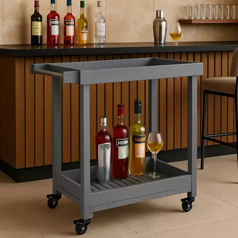 Carrello di servizio su ruote, 2 ripiani, nero/grigio, multiuso