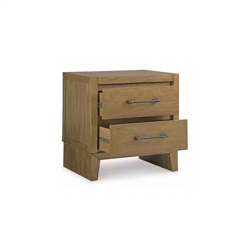 Comodino a 2 cassetti marrone chiaro, singolo