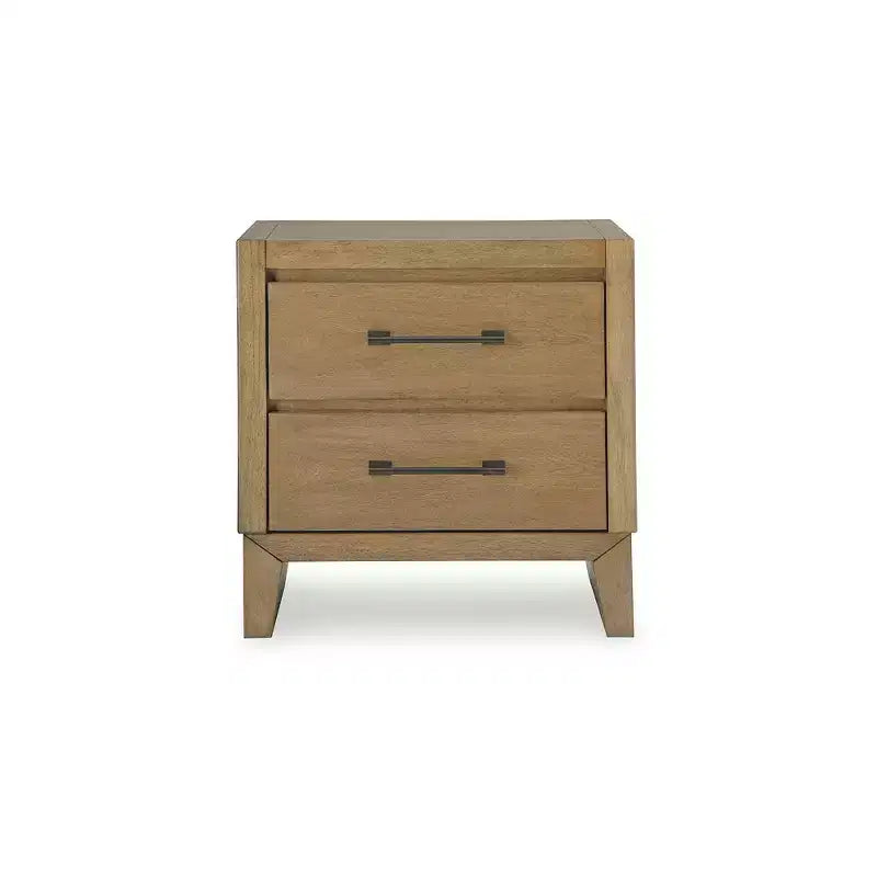 Comodino a 2 cassetti marrone chiaro, singolo