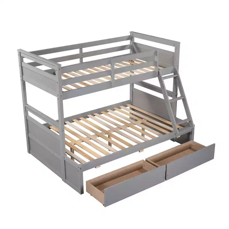 Letto a castello singolo sopra una piazza e mezza Espresso/Grigio/Bianco con contenitore, 2 posti letto