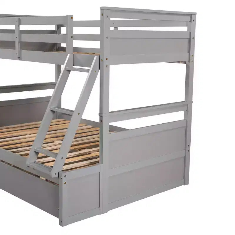 Letto a castello singolo sopra una piazza e mezza Espresso/Grigio/Bianco con contenitore, 2 posti letto