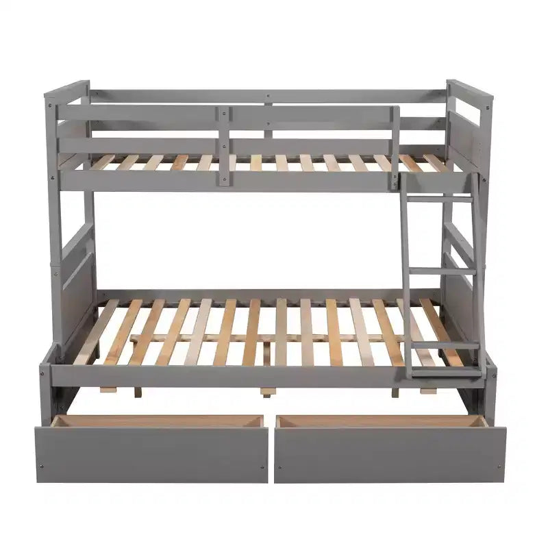 Letto a castello singolo sopra una piazza e mezza Espresso/Grigio/Bianco con contenitore, 2 posti letto