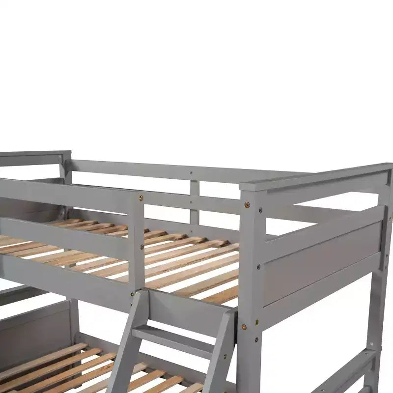 Letto a castello singolo sopra una piazza e mezza Espresso/Grigio/Bianco con contenitore, 2 posti letto