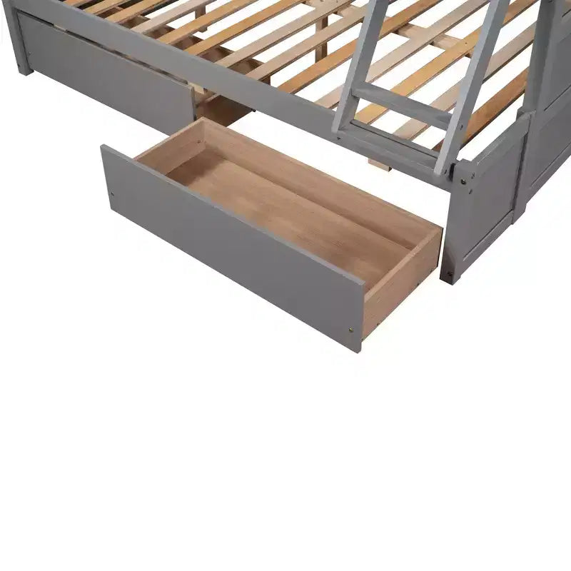 Letto a castello singolo sopra una piazza e mezza Espresso/Grigio/Bianco con contenitore, 2 posti letto