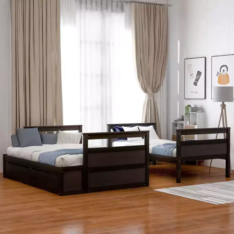 Letto a castello singolo sopra una piazza e mezza Espresso/Grigio/Bianco con contenitore, 2 posti letto