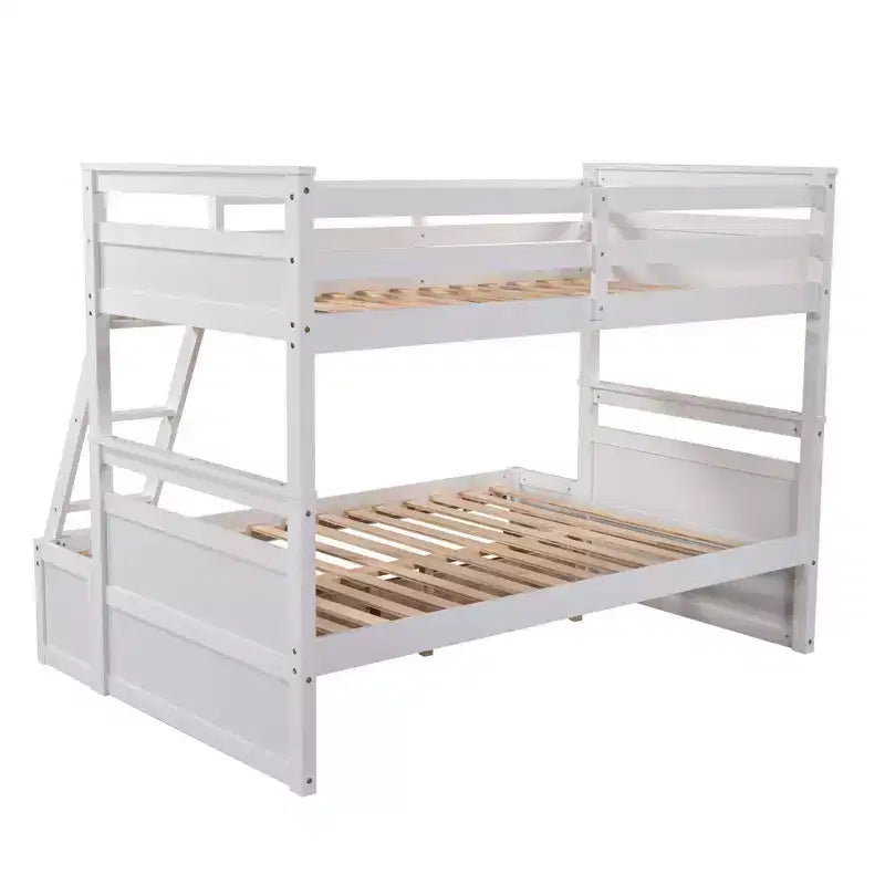 Letto a castello singolo sopra una piazza e mezza Espresso/Grigio/Bianco con contenitore, 2 posti letto