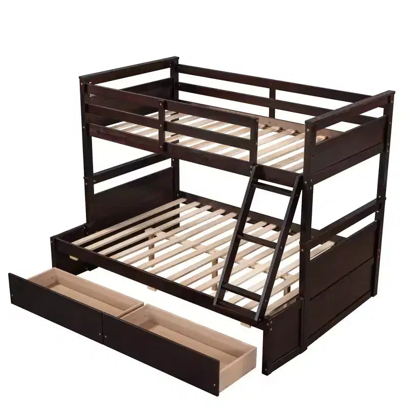 Letto a castello singolo sopra una piazza e mezza Espresso/Grigio/Bianco con contenitore, 2 posti letto