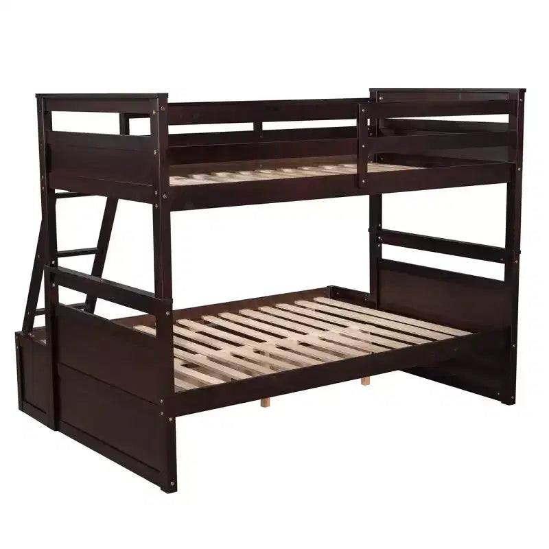 Letto a castello singolo sopra una piazza e mezza Espresso/Grigio/Bianco con contenitore, 2 posti letto