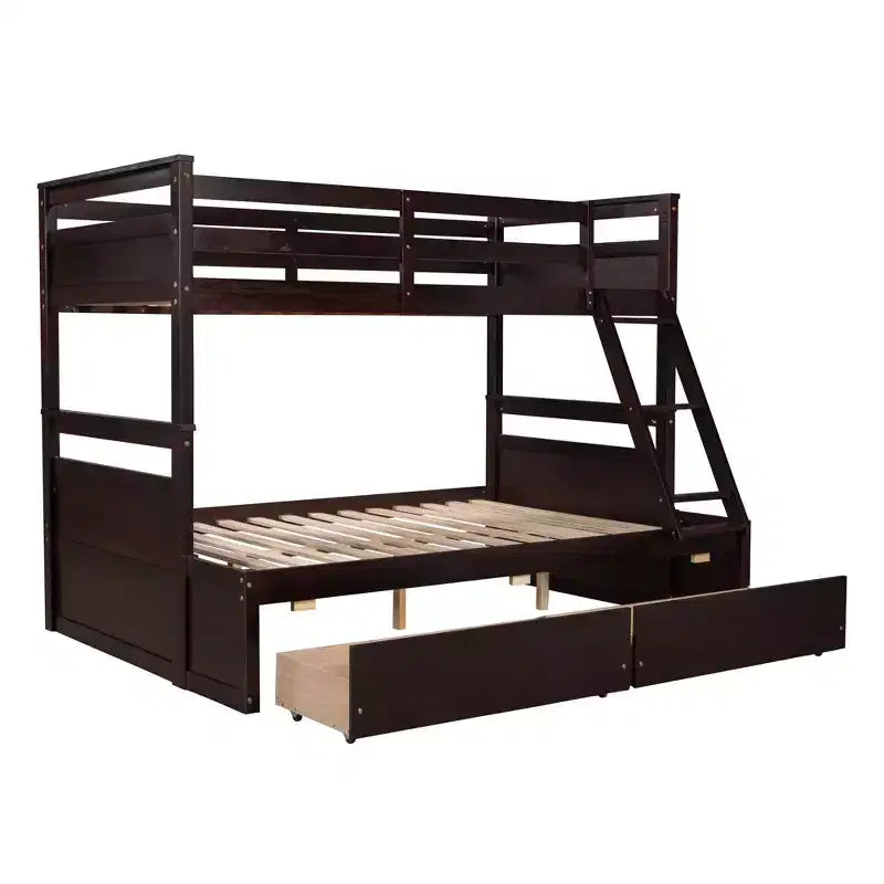 Letto a castello singolo sopra una piazza e mezza Espresso/Grigio/Bianco con contenitore, 2 posti letto