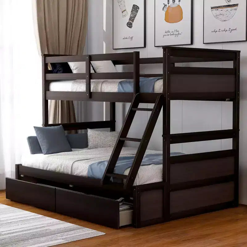 Letto a castello singolo sopra una piazza e mezza Espresso/Grigio/Bianco con contenitore, 2 posti letto