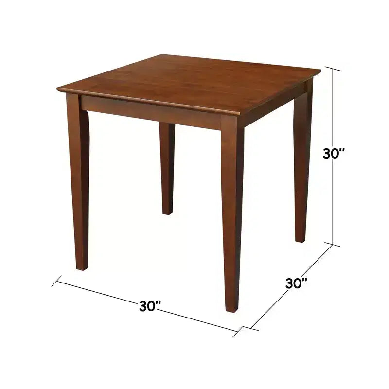 Tavolo da pranzo quadrato marrone con gambe a shaker, 4 posti a sedere