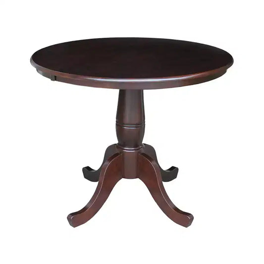 36" Round Top Pedestal Dining Table Dark Brown - International Concepts