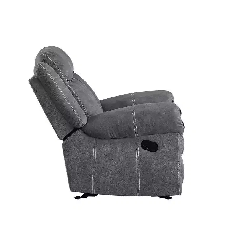 Poltrona reclinabile, scorrevole, singola, in velluto grigio bicolore