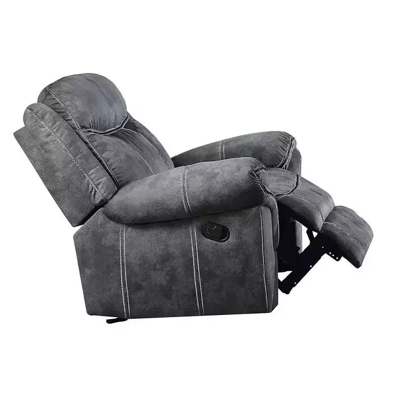 Poltrona reclinabile, scorrevole, singola, in velluto grigio bicolore
