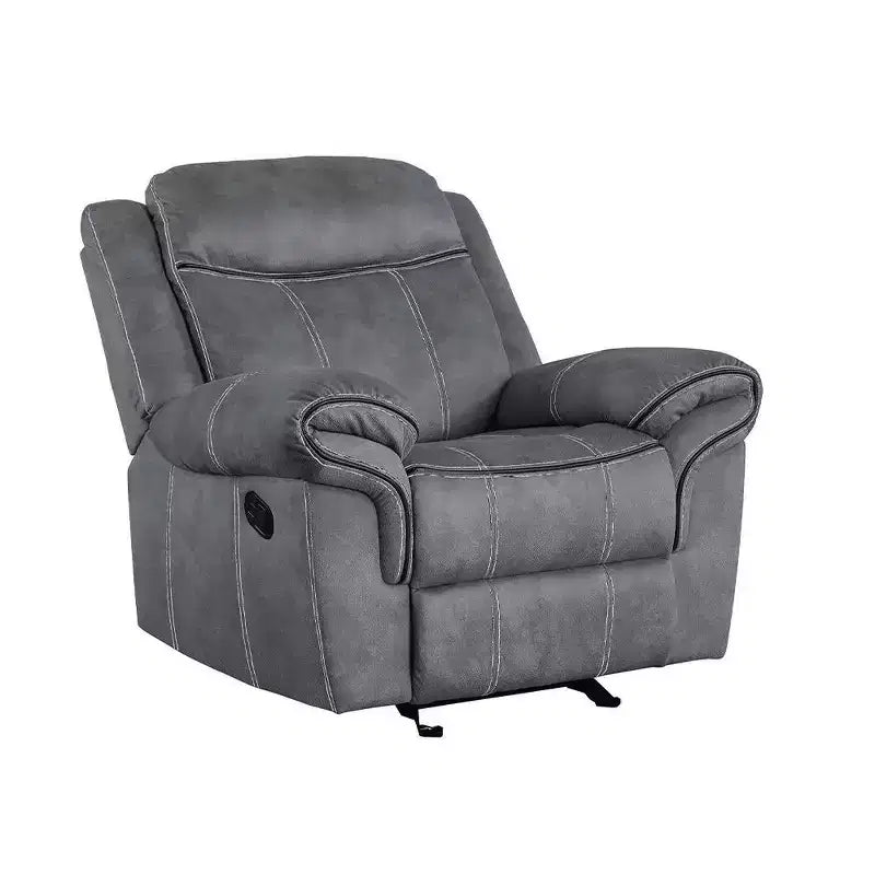 Poltrona reclinabile, scorrevole, singola, in velluto grigio bicolore