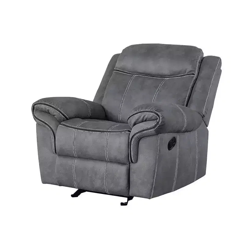 Poltrona reclinabile, scorrevole, singola, in velluto grigio bicolore