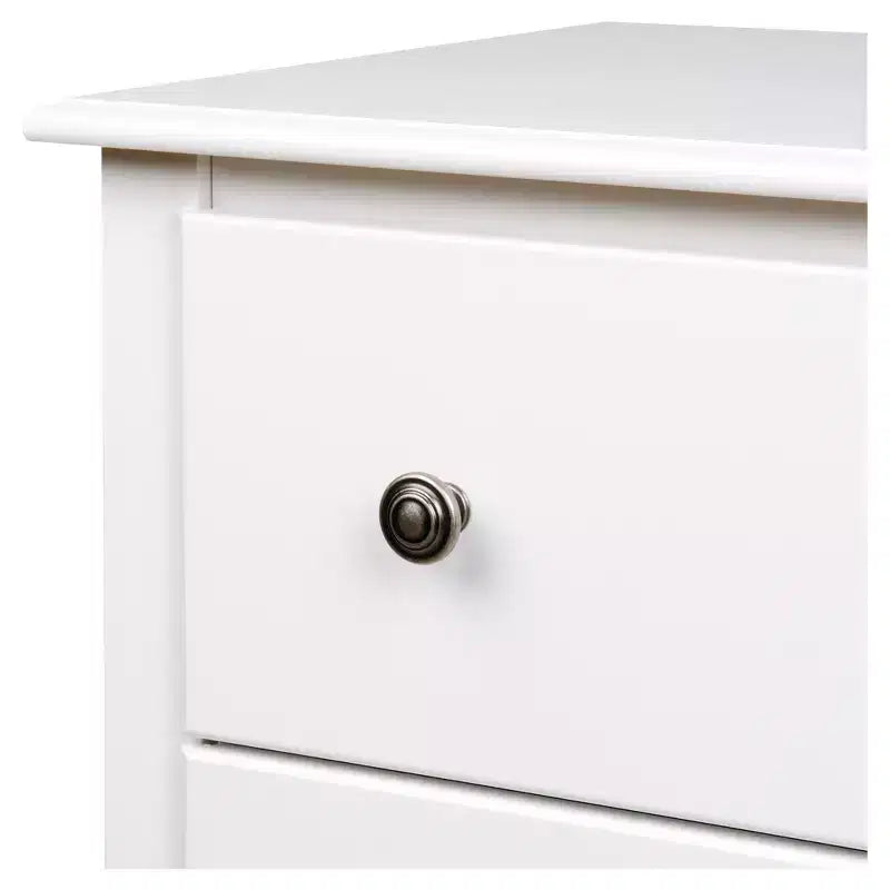 Comodino a 3 cassetti, Bianco, 1 persona