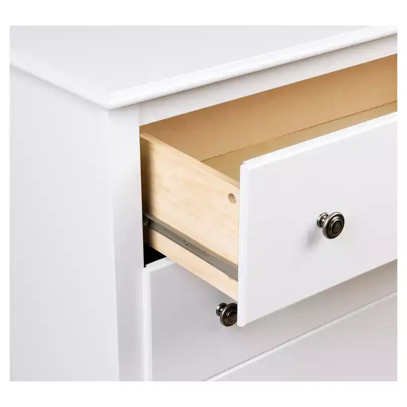 Comodino a 3 cassetti, Bianco, 1 persona